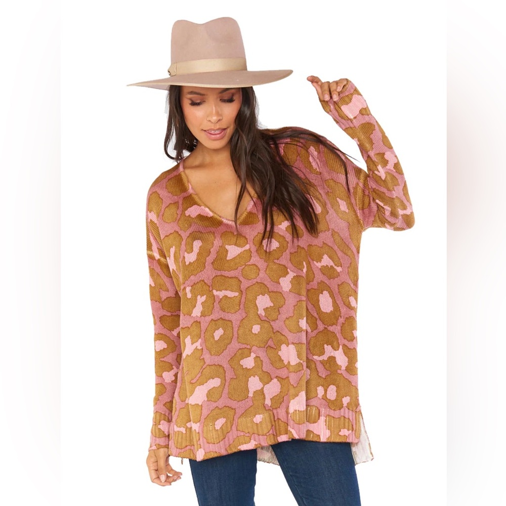 Show Me Your Mumu Hug Me Sweater in Rosy Leopard